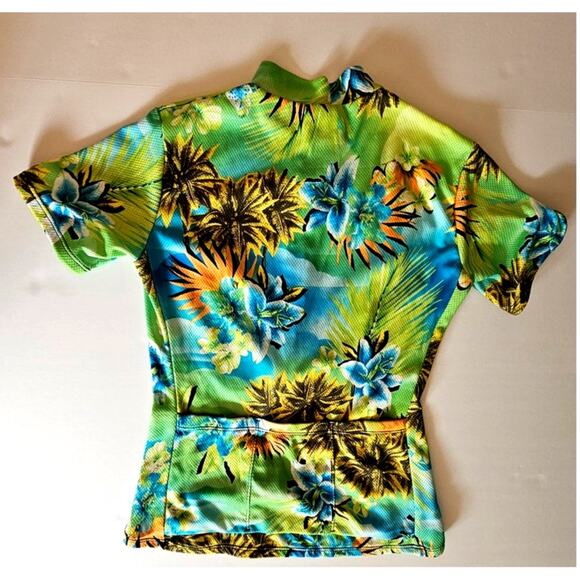 SheBeest Half Zip Tropical Cycling Jersey, Back Pockets, Bicycle, Touring, Sz S - Picture 2 of 6
